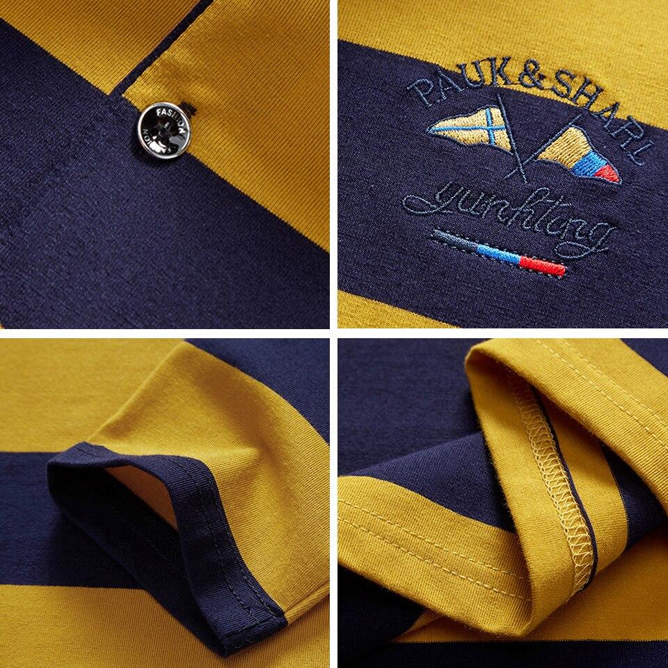 Men Polo Shirt Long Sleeve Shirt Spring Autumn Cotton Embroidery Warm Casual Stripe Polo Shirt Men