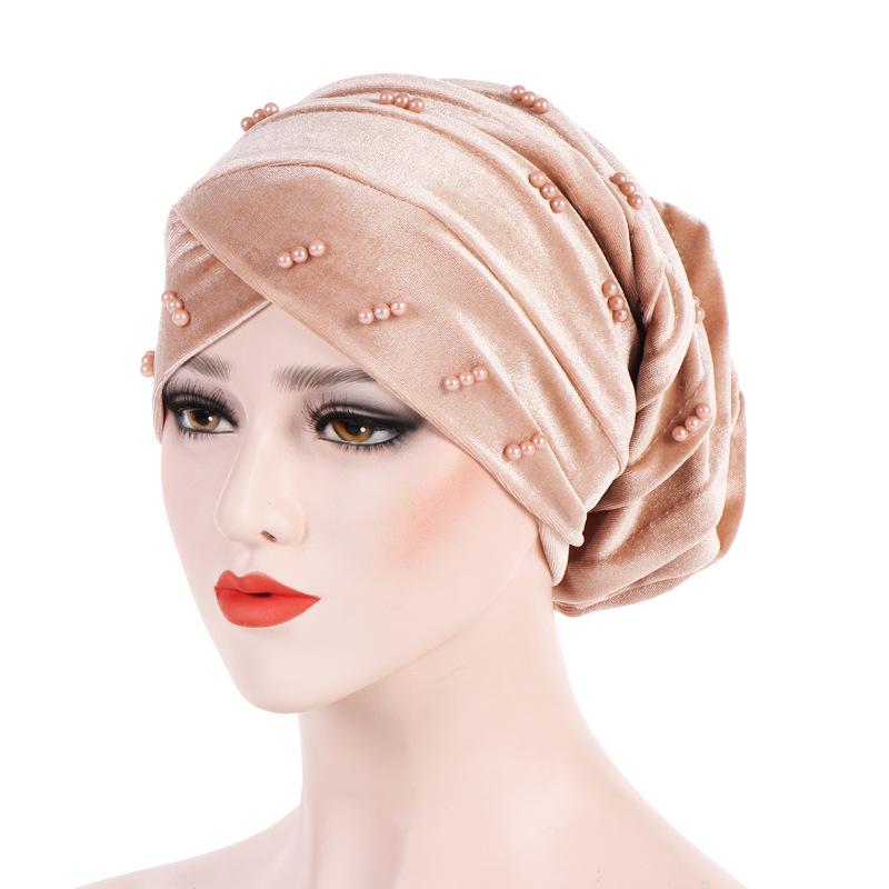 Velvet Pearl Turban Headwear: Foldable Stacked Scarf Hat (2018)
