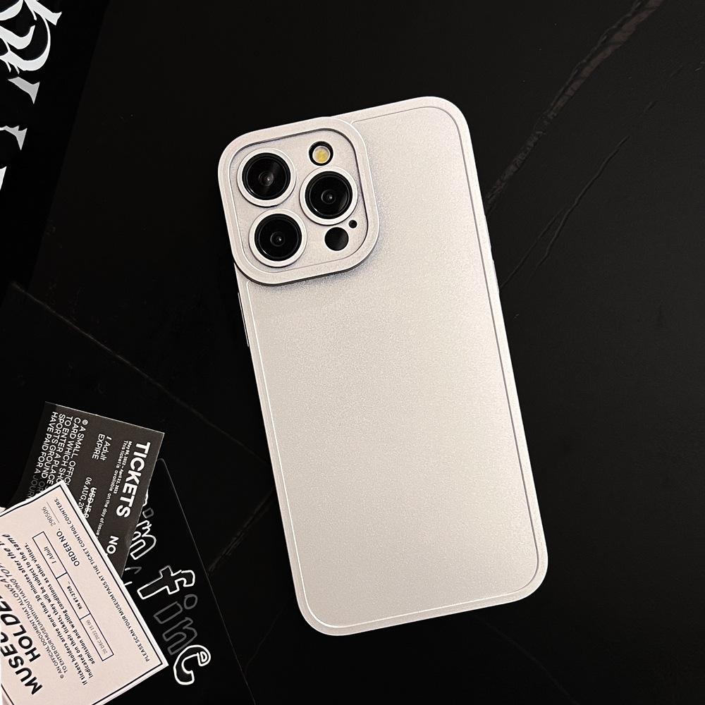 

Electroplating Silver Matte Apple 15 Mobile Phone Case Suitable for IPhone 15 Promax Solid Color Silicone 13 Angel Eyes 14 12pro