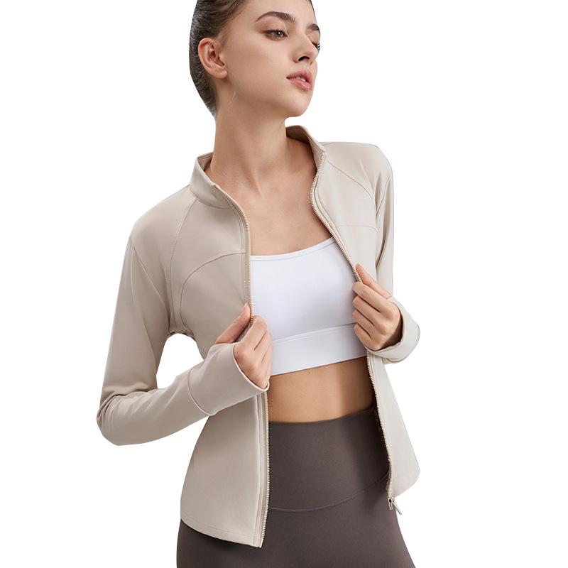 Damen Schlankmachende Fleece-Yoga-Jacke - Stehkragen, Verdickt für Herbst/Winter