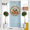 Wooden Pumpkin Door Hanger Harvest Festival Welcome Sign for Front Door, Rustic Hanging Art Entryway with Hemp Rope, Autumn Plaque Fall Porch