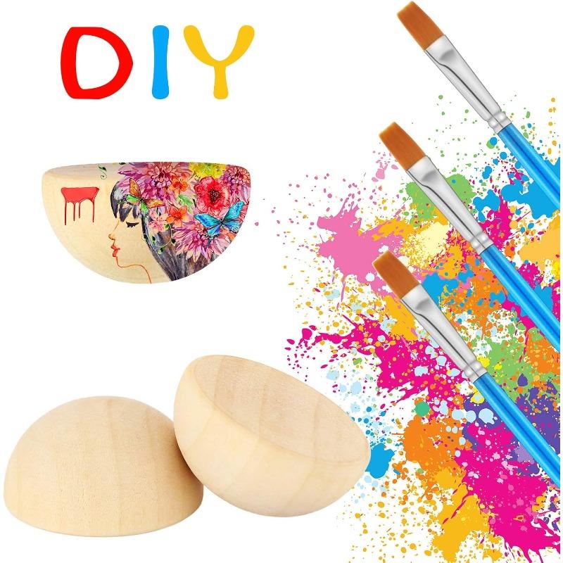 10-50MM Unfinished Wood Balls Half Wooden Balls Mini Hemisphere Half Craft Balls for DIY Projects Kids Arts and Craft Supplies