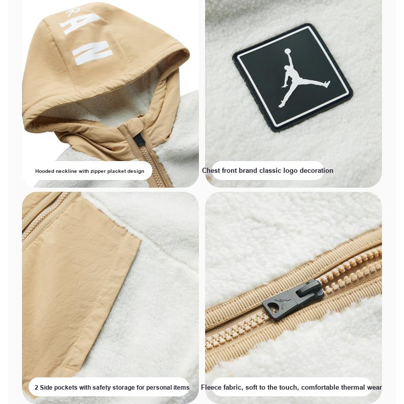 Jordan Fashionable Color Block Hooded Long Sleeve Jacket Kids jackets Cotton-Candy JD2342003GS-001