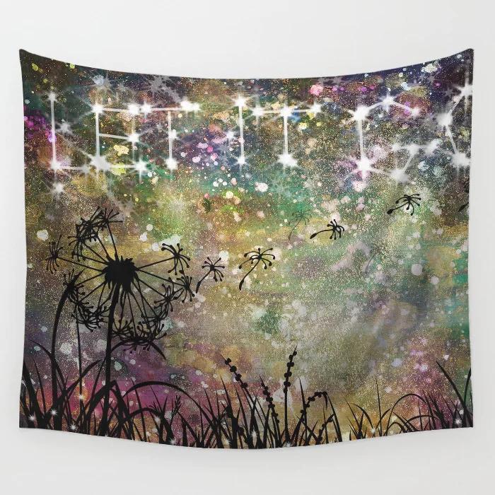 

Гобеленовое настенное покрытие, ковер, покрывало в стиле бохо, домашний декор, блестящий узор мандалы, хиппи, подвесной 100x75cm