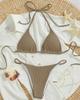 Euro-American Lace-Up Halter Triangle Bikini Set - Sexy Beach Swimsuit