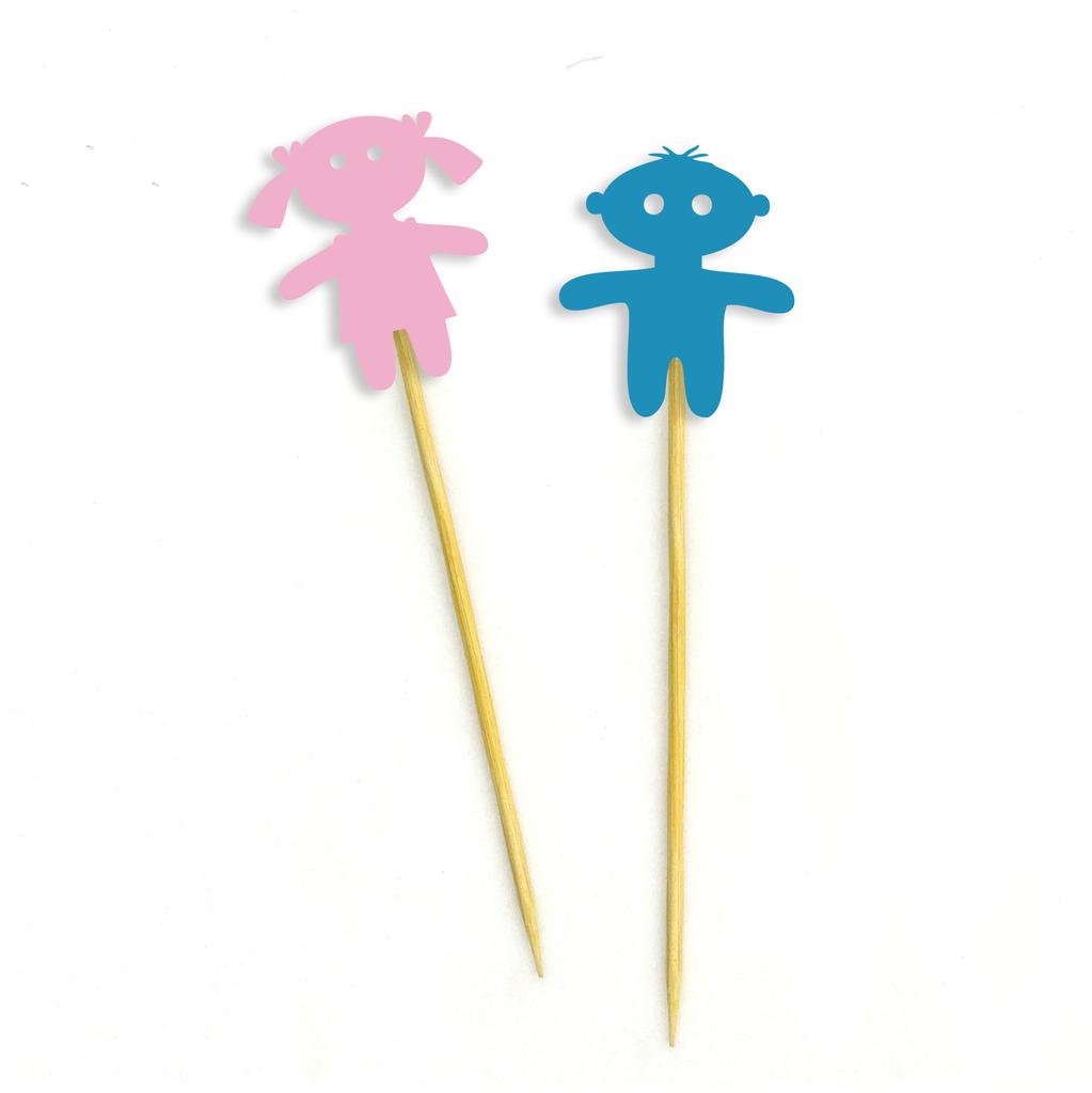 Darling Souvenir| Gender Reveal Cupcake Toppers| Boy Or Girl| Twins Baby Shower Dessert Decorations - Pack Of
