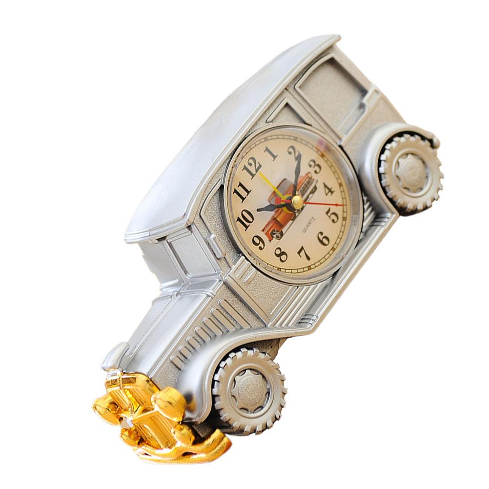 1Pcs Vintage Car Alarm Clock Creative Design Material Silent Precise Time Display Tabletop Room Decor Silver