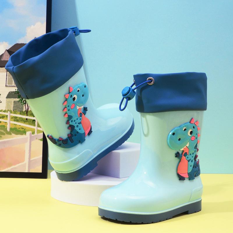 Children's Waterproof Unicorn & Dinosaur Rain Boots with Non-Slip Sole, Fleece-Lined for Boys & Girls