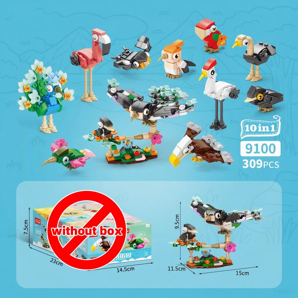 Lele Brother Bausteine Vogel Landtiere Flamingos Spechte Papageien Pfauen Adler MOC Stadtszene Zusammengebaut DIY Haustier Steine