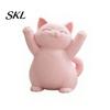 Mechanical Balance Ornaments 3D Printed Pink Hugging Cat Figurine, Adorable Sitting Kitten Statue with Raised Paws, Narrative Space Decor Kawaii Desk