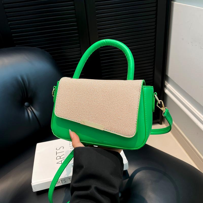 Pack Enjoy Time Popular Texture Splicing 2025 New Trendy Casual Fashion Simple Solid Color Foreign Style One Shoulder Crossbody Bag