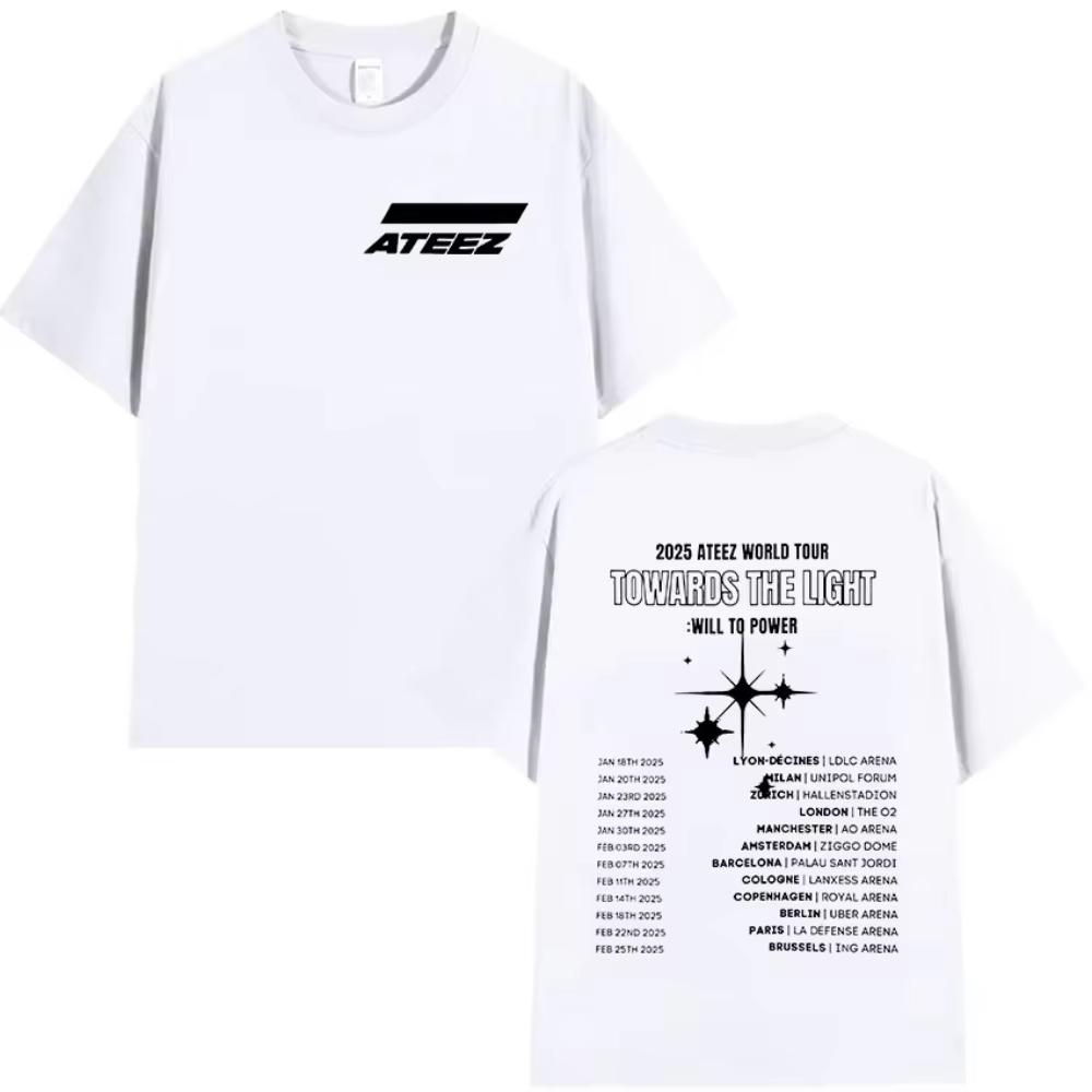 Korean Ateez Towards The Light Will To Power World Tour New T Shirt Men Women Hip Hop Kpop Short Sleeve Top summer Streetwear