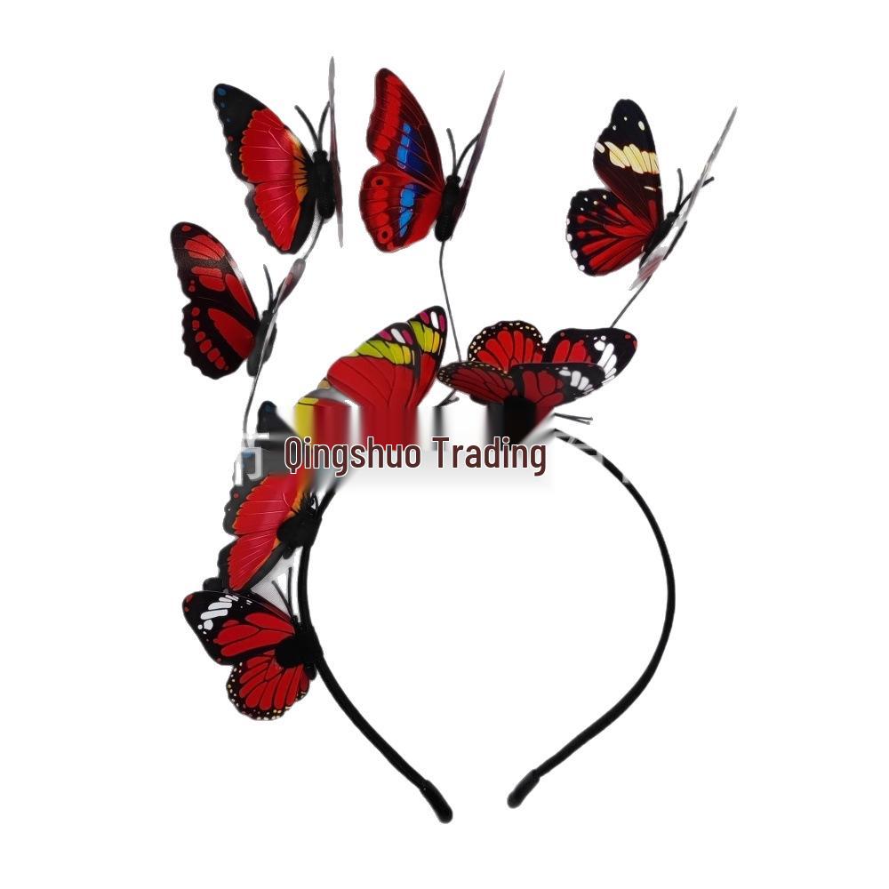 

Exaggerated Butterfly Headdress: Forest-Style Fairy Hair Hoop for Fashion Shows and Korean Bride Crowns зелений
