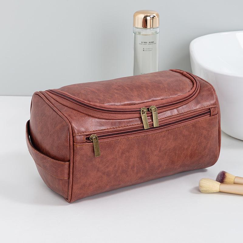 Men's PU Leather Hanging Toiletry Bag – Cross-Border Travel Essentials
