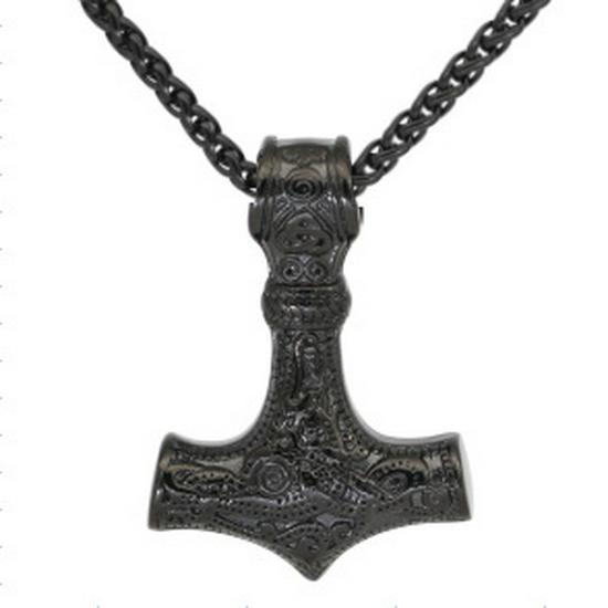 Stainless Steel Triquetra & Thor's Hammer Pendant Necklace