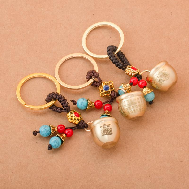 All-brass Mini Baifu Cylinder Bag Keychain Pendant Baifu Cylinder Creative Keychain
