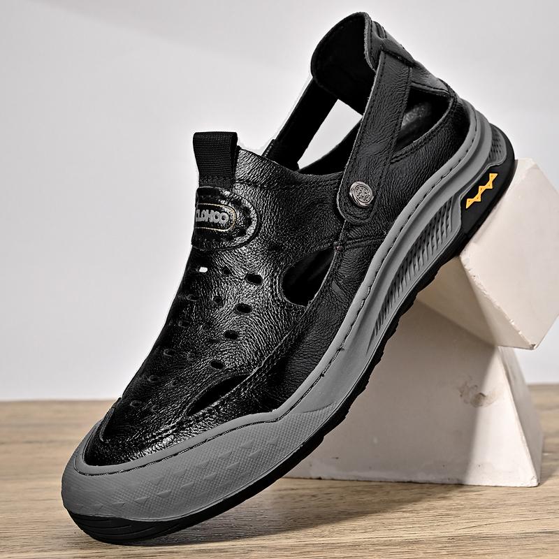 Fashion Men's Leather Sandals Summer Male Shoes Beach Sandals Comfortable Outdoor Casual Sneakers