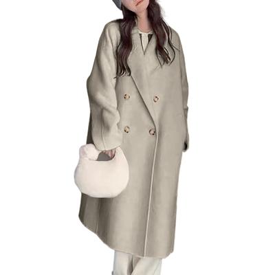 Damen-Cardigan, einfarbig, Knopfleiste, langärmelig, Wolljacke, Mantel