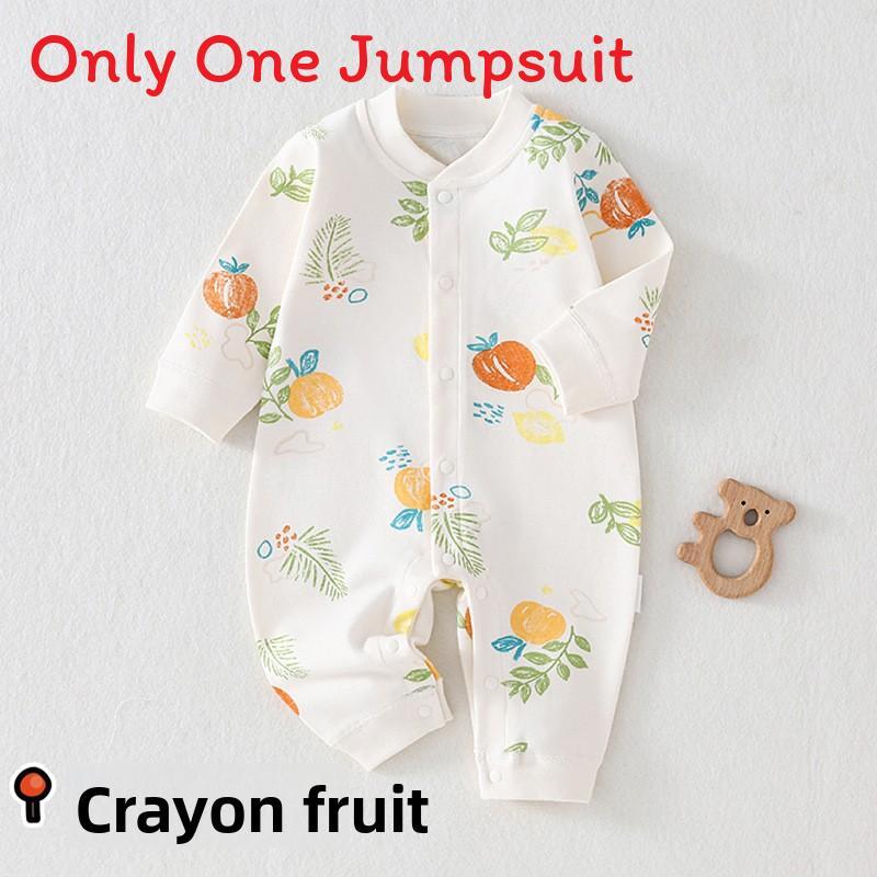 Baby Cotton Long Sleeve Romper With Snap Closure For Newborn Infants