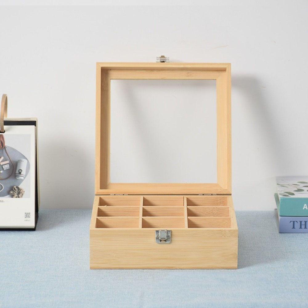Dustproof Jewelry Organizer Wooden Tea Box Holder Tea Bag Storage Boxes  Kitchen Bar