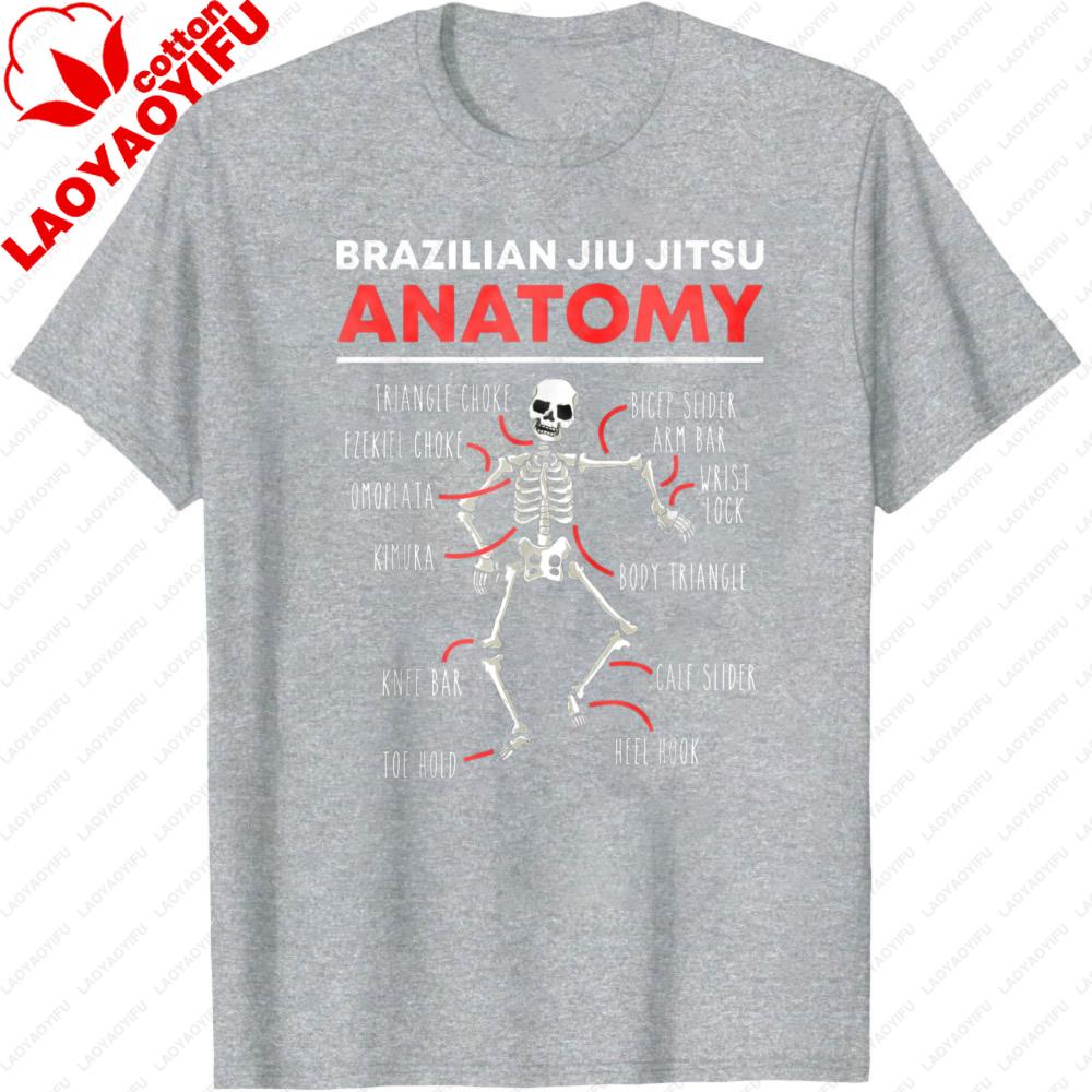 Brazilian Jiu Jitsu Anatomy Men TShirt Skeleton BJJ Techniques Funny Jiu Jitsu Gift Summer Short Sleeve Cotton Casual Tops