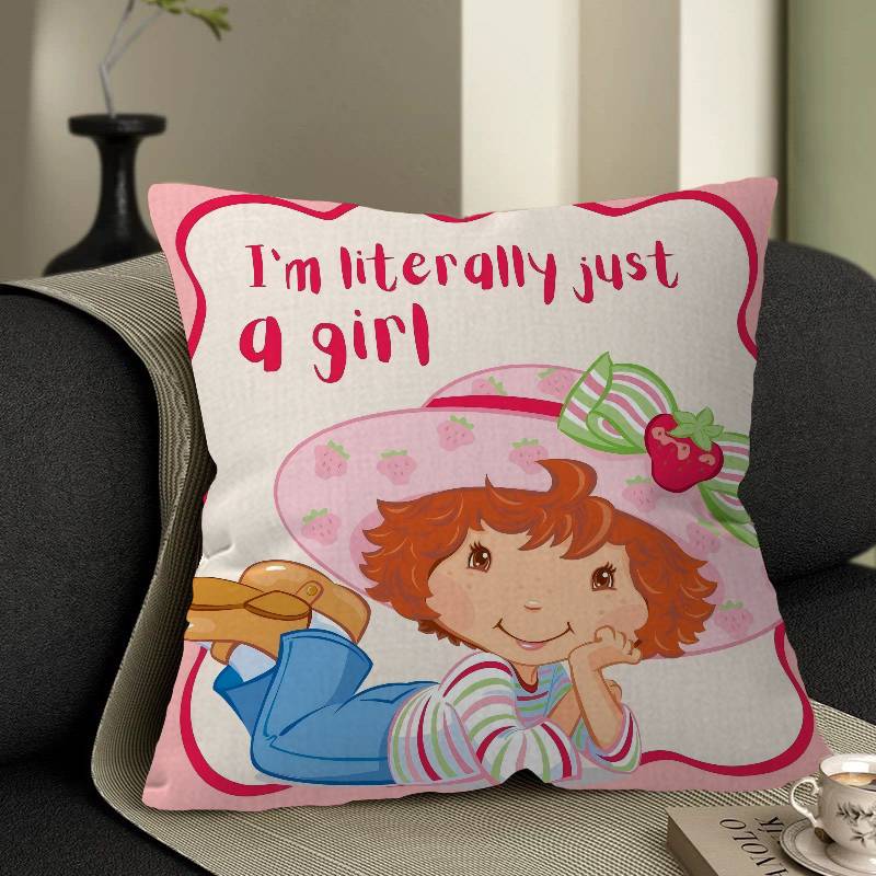 Cartoon Strawberry Shortcake Cushion Cover Pillowcase Upholstery Sofa Throw Pillow Home Decor Pillowcas