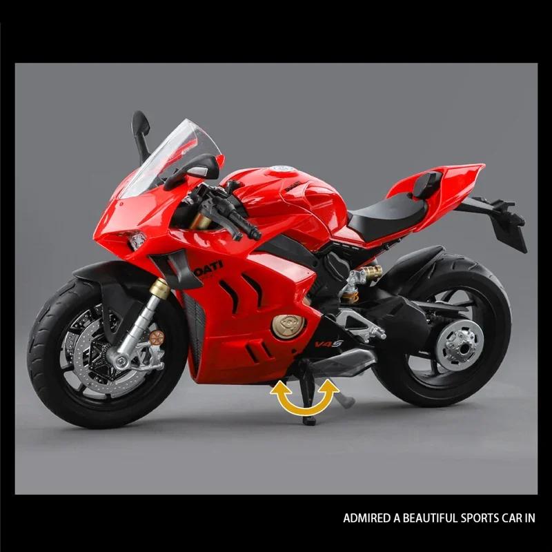 Large Size 1/9 Scale Ducatis Panigale V4S Alloy Racing Motorcycle Simulation Diecast Metal Street Motorcycle Model With Light Kid Gift