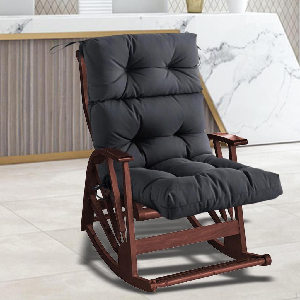 Outdoor Backrest Chair Cushion, Rocking Cushion with Ties, Soft High Back