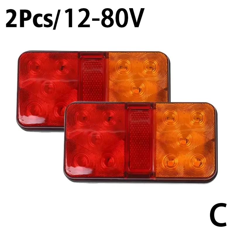 2Pcs 12V/24V/12-80V LED Truck Tail Lamp Taillight Turn Signal Indicator Stop Lamp Rear Brake Light For Car Truck Trailer Ca Y4P9