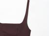 New Women's French Sexy Sleeveless Square Neck Lace-up Bodycon Midi Dress