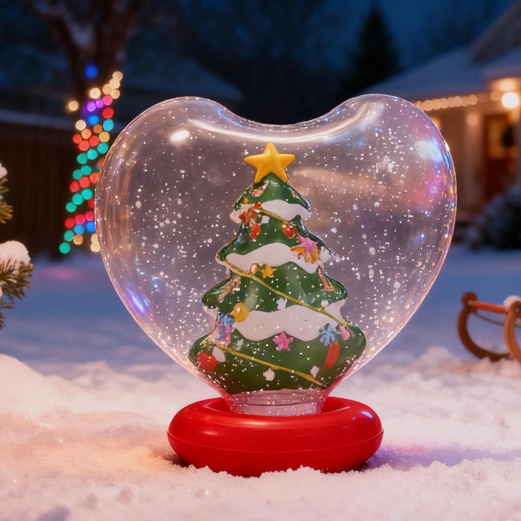 Giant Inflatable Christmas Ball Heart Shape Light Up Holiday Decorations Figurine Inside Holiday Blow Ball With Remote Control