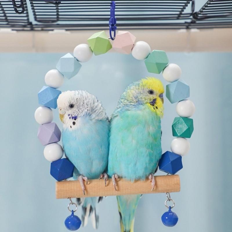Parrots Swing for Birdcage Hanging-Perch Stand Cockatiel Ladder Birdcage Swing Climbing Ladder Toy for Parakeets Budgies