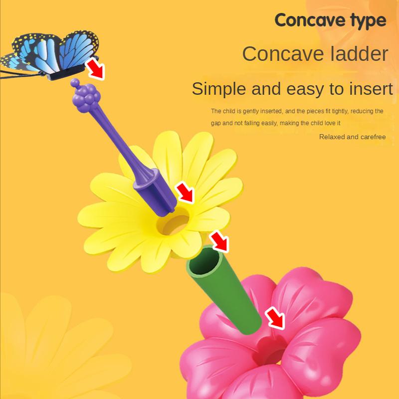 90 stk/sett gjør-det-selv-barn Blomsterarrangementblokker Leketøy Kreativ montering Hagepuslespill Leker Flerskiftende hagebyggeklosser