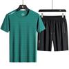 Men's Quick-Dry Ice Silk Sports Set - Lightweight, Breathable Summer Short-Sleeve Top and Casual Shorts