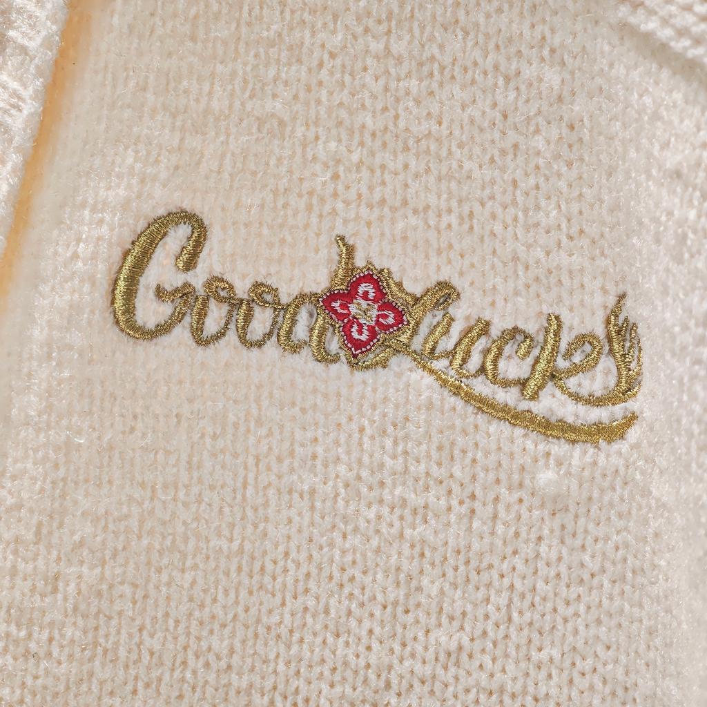 Anta Retro Twisted New Chinese Style Cardigan Long Sleeve Knitwear Women tops Corn-White 162618708-1