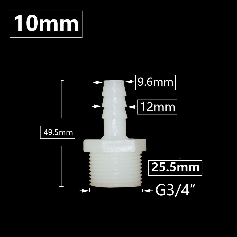 3/4 Inch Male Thread To  6/8/10/12/14/16mm Hose Connector Barb Plastic Hose Fittings Irrigation System Pipe Coupler