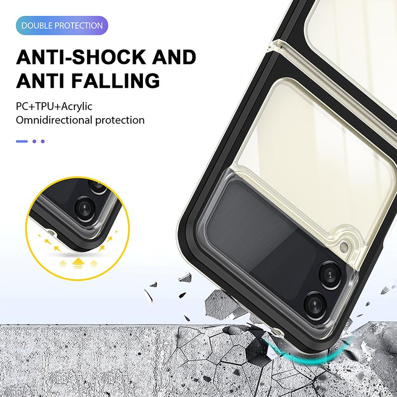 Candy Color Frame Transparent Acrylic Shockproof Phone Case For Samsung Galaxy Z Flip 3 5g Hard Clear Back Cover