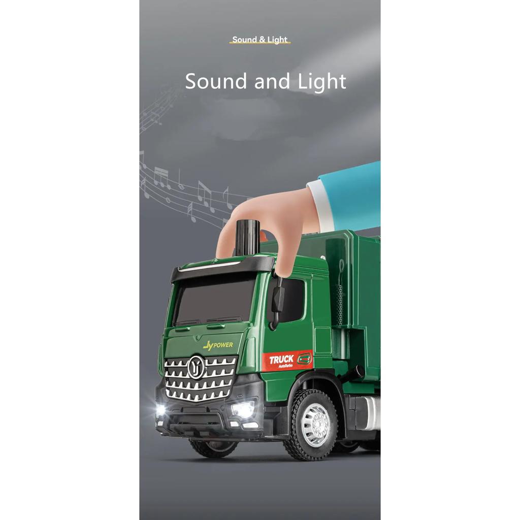 1/32 Pneumatic Control Garbage Truck Car Model Diecasts Metal City Garbage Sorting Sanitation Vehicles Car Model Kids Toys Gifts