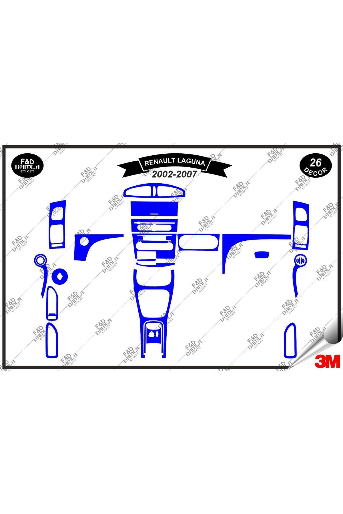 

Renault Laguna 2002- 2007 Torpido Konsol Trim Göğüs Maun Kaplama Set 26 Parça Mavi
