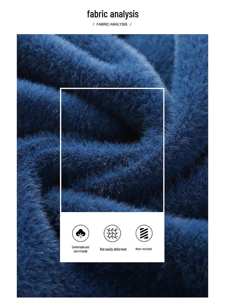 Men's Winter Mink Cashmere High Neck Sweater - Thick, Soft, Fashionable Knitted Pullover