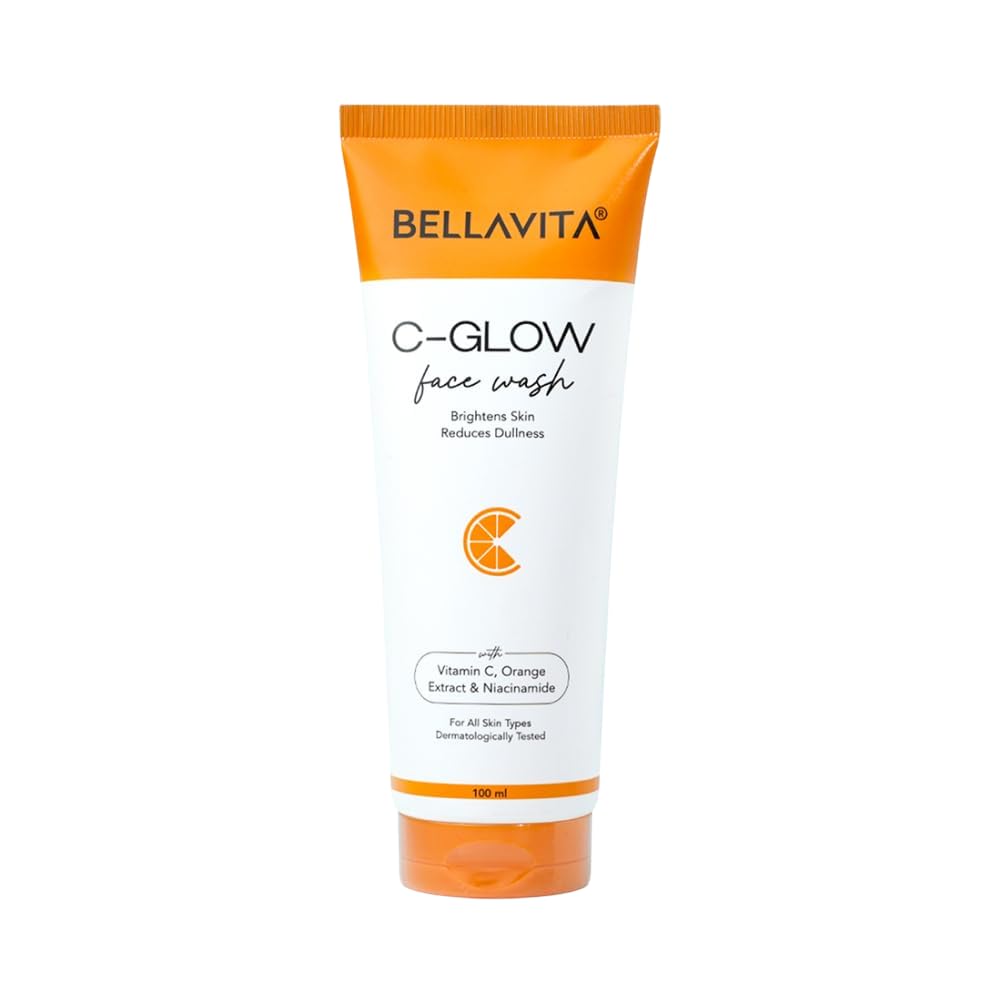 BELLAVITA C-Glow Vitamin C Face Wash with CICA & Green Tea | Bright & Glowing Skin | Reducing Dullness | All Skin Types | pH Balanced | Brightening