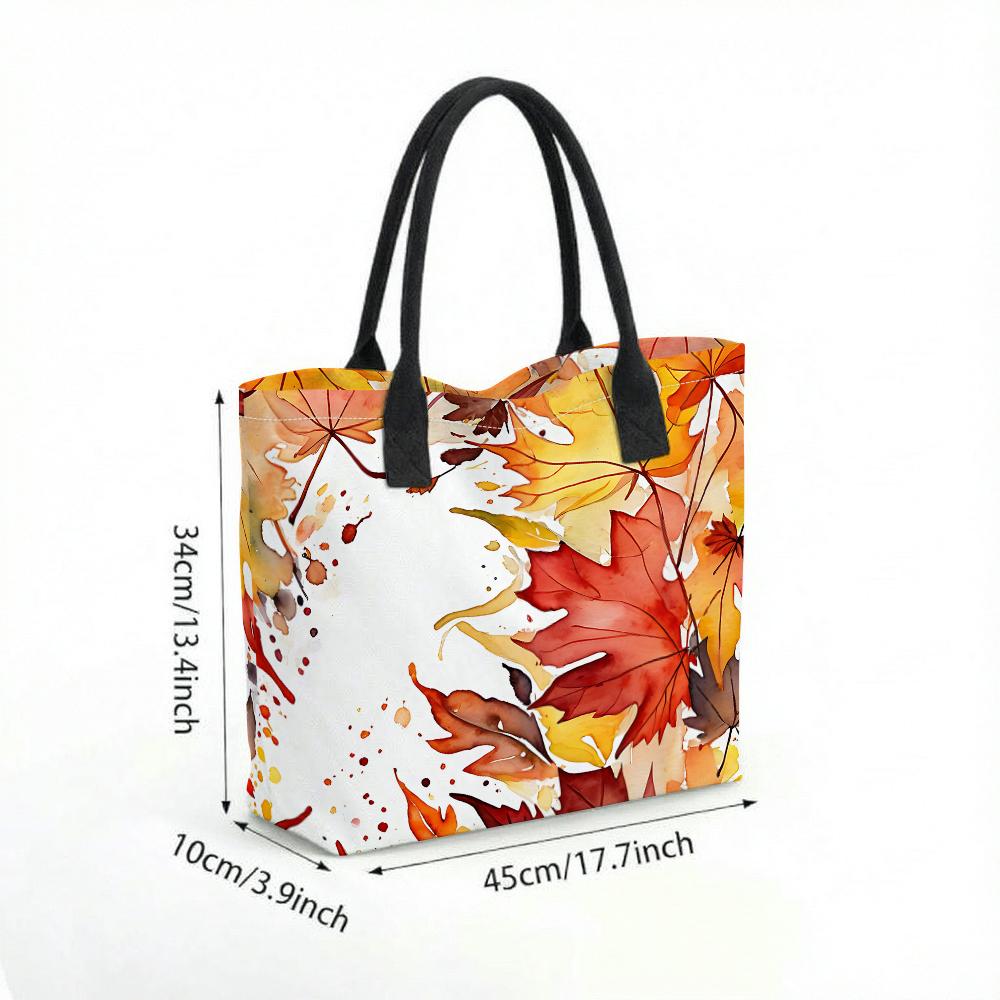 Fall Maple Leaf Print Tote Bag Casual Large Capacity Daily Shoulder Handbag