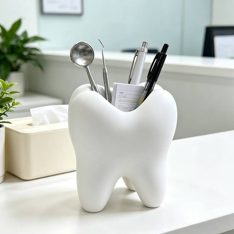 Modern Minimalist Tooth Shaped Pen Holder With 3d Printing For Office Desk Decor