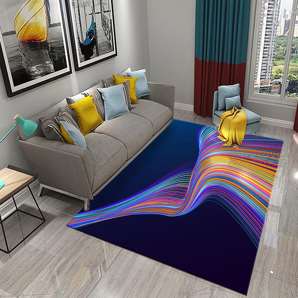 3D Colorful Flowing Line Swirl Carpet Stylish Modern Abstract Carpet for Living Room Bedroom Decor Rugs Bathroom Non-slip Rugs