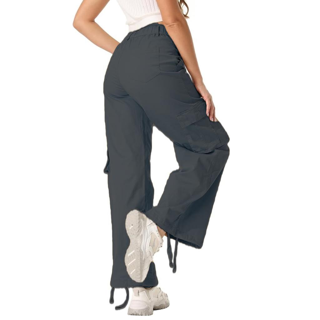 Women's Wide-leg, High-waisted, Multi-pocket, Loose-fitting Straight-leg Cargo Trousers