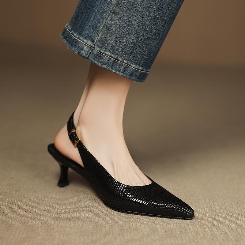 Fashion 2025 New Summer Sandals Pointed Toe Sandals Genuine Leather Women Shoes Handmade Gladiator Ladies Shoes Stiletto High Heel