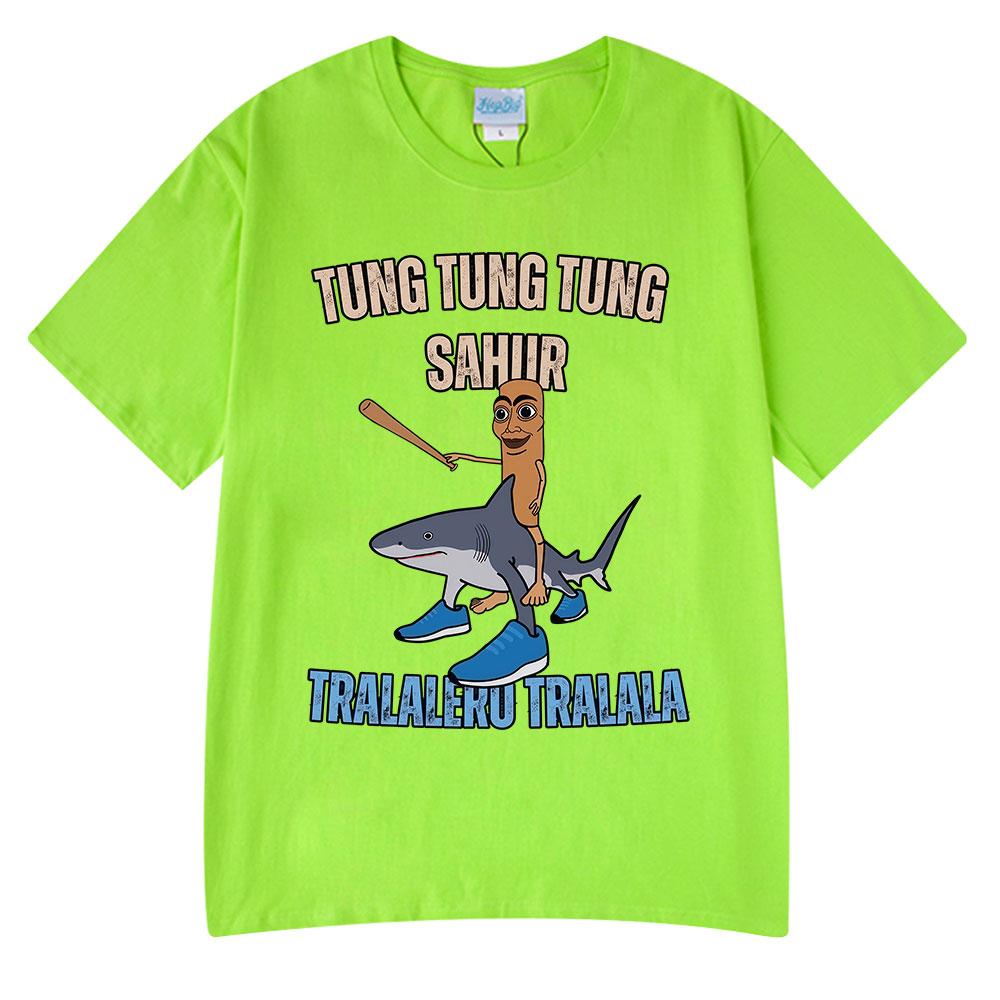 

Итальянский маразм Тралалеро Тралала Тунг Тунг Тунг Сахур Смешная футболка-мем Мужская Женская Модная Свободная Футболка 100% Хлопок 2XL