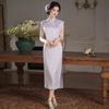 Purple Modern Chinese-Style Sleeveless Long Cheongsam Dress Women 2026 Vintage Elegant Fit