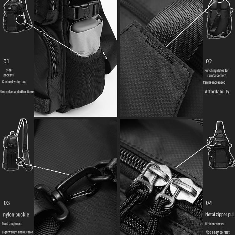 2025 Men's Large Capacity Canvas Chest & Shoulder Bag – Multifunctional Tactical Crossbody with Oxford Cloth for Outdoor Use