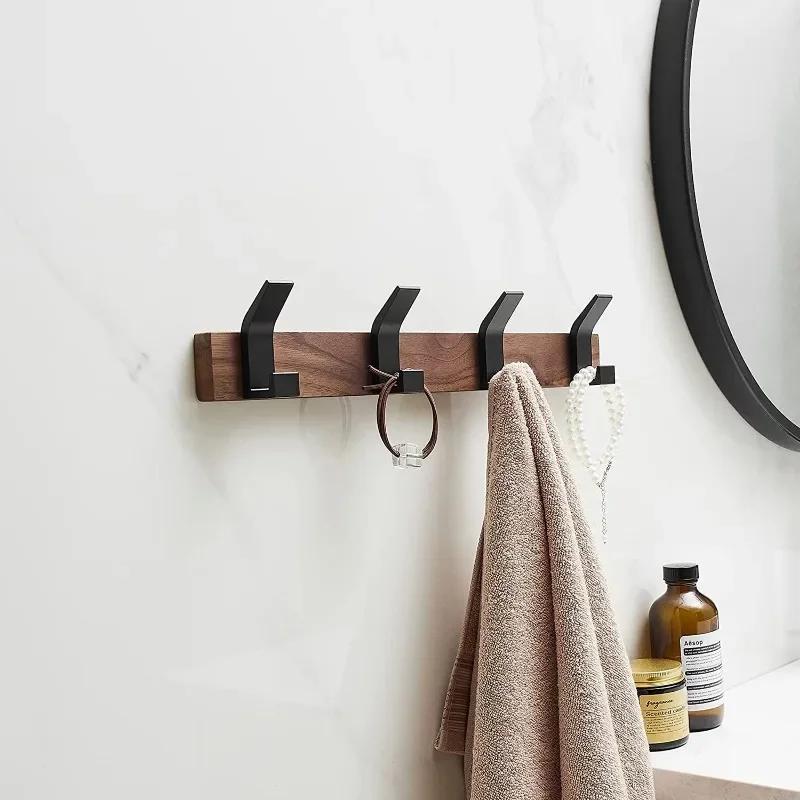 Wooden Clothes Hangers Wall Mounted Beech Clothes Hangers Living Room Brief Clothing Hanger Portable Bedroom Hooks Storage